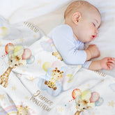 Personalized Rainbow Baby Giraffe Boy Girl Soft Name Blanket